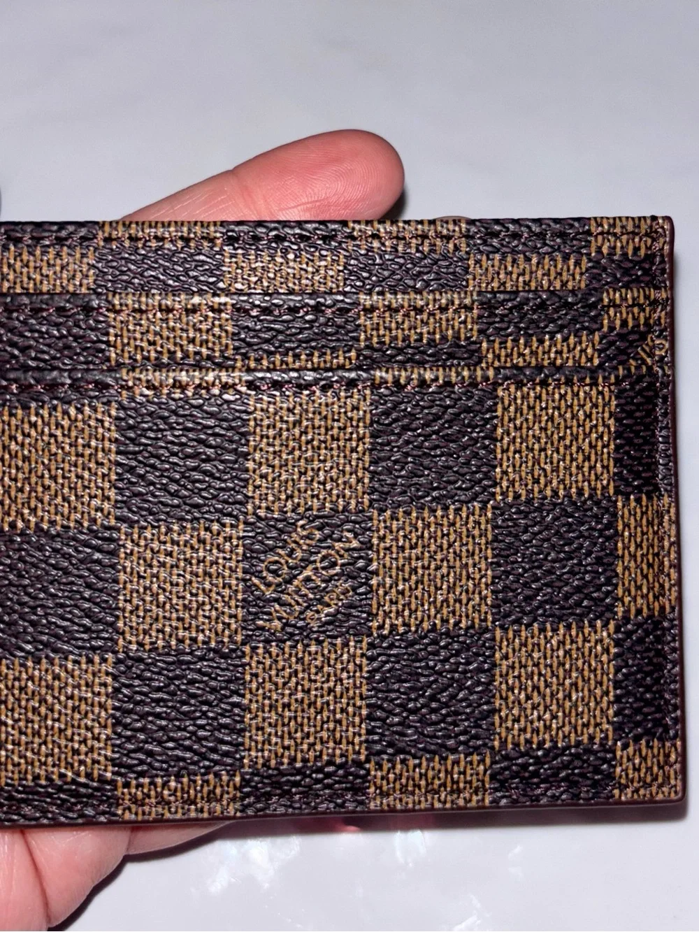 Brand new Set  Damier Card Holder in Brown with Gold LV